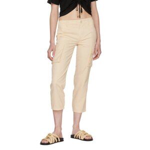 FRAME Cropped Cotton Cargo Pants in Cream Size 26